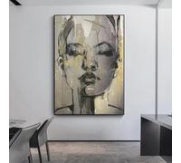 Semplice arte murale astratta volto umano grigio HD tela dipinto poster stampe casa camera da letto soggiorno decorazione 50x75 cm senza cornice