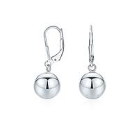 Semplice Base Penzolante Leva Indietro Rotonda Perline Orecchini A Goccia Per Le Donne .925 Argento Sterling 10Mm
