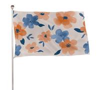 Semplice Boho Floreale Murale Arancione Bandiera Blu 0,9 x 1,5 m Outdoor Giardino Bandiere Banner Decor Per Cortile Portico Prato Fattoria