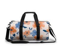 Semplice borsa da viaggio in stile boho floreale arancione blu borsa da palestra per donne uomini borsone cilindrico borsa da allenamento sportiva con tracolla