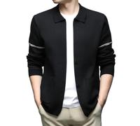 Semplice cappotto da uomo in maglia come capispalla alla moda con maniche lunghe per un piacevole calore nella vita di tutti i giorni, materiale morbido e confortevole, Nero , L