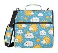 Semplice cartone animato sole nuvole 3,8 pollici 3 anelli cerniera raccoglitore organizzatore con tracolla facile da trasportare raccoglitore scolastico organizzatore per la scuola