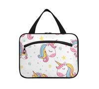 Semplice Cartoon Unicorni Testa Appeso Borse di Tote da Viaggio per le Donne con Gancio Designer Pieghevole Medicina Bag per Accessori da Viaggio bolso de maquillaje para Mujer, Semplice Cartoon