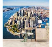 Semplice Città Tridimensionale Che Costruisce Un Fiume 3D Carta Da Parati Facile Installare Mobili Sfondi Ufficio Divano Camera Letto Sfondo Decorazione Murale-250cm×170cm