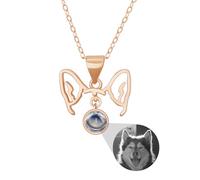 Semplice collana a forma di orecchio con proiezione fotografica personalizzata con la famiglia del tuo animale domestico regalo di memoria collana di proiezione del cane regalo di memoria di famiglia