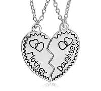 Semplice collana con ciondolo a forma di cuore con scritta "Mother Daughter" (lingua italiana non garantita)