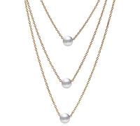 Semplice Collana di Perle Bianche 3 Strati, Ciondolo con Perla Singola retrò, Regalo di Gioielli da Donna Convenient And Nice