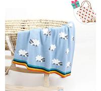 Semplice Coperta Bimbo in Maglia per bambino, Odot Soffice Dormire di Coperta Unisex Neonato Bello Morbida Coperta Swaddle Perfetta per Culla, Carrozzina, Lettino (Azzurro,100 x 80 cm)