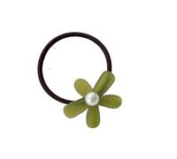 Semplice corda for capelli con fiori, piccolo copricapo floreale con clip a becco d'anatra squisito e carino(Green Hairband)