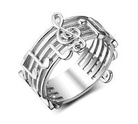 Semplice Creativo Moda Hollow Nota Musicale Argento Colore Femminile Anello Della Lega Per Le Donne Accessori Dei Monili Bello e attraente