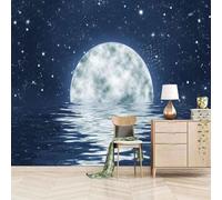 Semplice Cubico Notte Stellata Riflesso Della Luna 3D Carta Da Parati Facile Installare Mobili Sfondi Ufficio Divano Camera Letto Sfondo Decorazione Murale-150cm×105cm