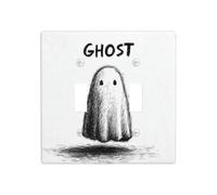 Semplice Doodle of Ghost Double Gang Toggle Light Cover Wall Plate Switch Decor Dimensioni standard - 11,4 x 11,4 cm