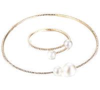 Semplice e affascinante collana di cristallo da donna con catena clavicola corta, dorata