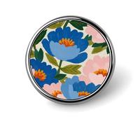 Semplice E Colorato Guazzo Peonie Rotonda Spilla per Uomo Donna Moda Distintivo Collare Pin Dress Giacca Zaino Accessori