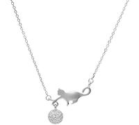 Semplice Elegante Dolce Ragazze Gatto Che Gioca Donne Argento Sterling S925 Ciondolo Gatto Collana Corta Gioielli Catena clavicola Fashion Processing