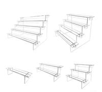 Semplice espositore a scala in acrilico da utilizzare per organizzare orecchini, anelli, statuette e altri piccoli tesori (quattro piani)