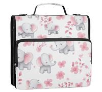Semplice Fiore Elefanti Safari 3 Anelli 3,8 cm Zip Raccoglitore Borsa con Manico e Tracolla Rimovibile Laege Capacità Raccoglitore Portfolio Adatto per Scuole Medie