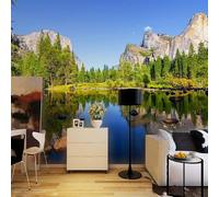 Semplice Fresco Bello Alpino Lago E Bosco 3D Carta Da Parati Facile Installare Mobili Sfondi Ufficio Divano Camera Letto Sfondo Decorazione Murale-350cm×256cm