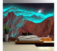 Semplice Fresco Bello Alta Montagna Verde Luna 3D Carta Da Parati Seta Testurizzata Alta Qualità Soggiorno Divano Camera Letto Pranzo Casa Muro-200cm×140cm