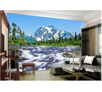 Semplice Fresco Bello Montagne Innevate Fiumi Boschi Carta Da Parati 3D Seta lusso Studio Sala Pranzo Divano Camera Per Mobili Letto Soggiorno Tv Muro-200cm×140cm