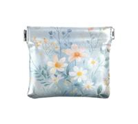 Semplice Fresco Fiore Blu Fiore Delle Donne di Modo Del Raccoglitore di Contanti di Cuoio Carino Sacchetto di Trucco Cambiamento Borsa per Gli Uomini Donne Vi