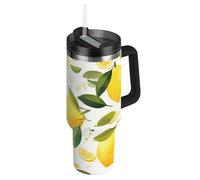 Semplice giallo limoni vuoto riutilizzabile 1,18 once bicchiere con coperchio di paglia tazza decorativa con coperchio per scuola, sport, asilo nido, campeggio e altro baso para 1,18 once