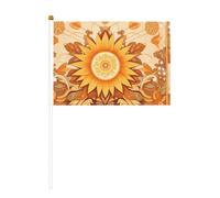 Semplice girasoli in dieci pezzi stampati su entrambi i lati bandiera portatile 14 x 20,8 cm, adatta per tifare attività di squadra