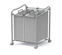 Semplice Houseware 2-bag Heavy Duty Rolling Laundry Sorter cart, grigio