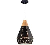 Semplice lampada a sospensione in ferro e legno, apparecchi di illuminazione da soffitto incorporati, luci decorative for isola cucina ristorante mansarda,Plafoniera Lampadario Da Soffitto