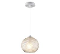 Semplice lampada a sospensione sferica in vetro per camera da letto, lampada a sospensione a soffitto, sala da pranzo, lampadario, base per lampadina E27, hardware bianco, paralume a sfera in vetro