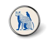 Semplice leopardo con piccolo pappagallo spilla rotonda per uomo donna moda distintivo collare pin vestito giacca zaino accessori