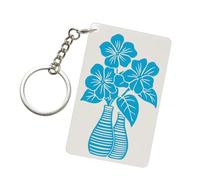 Semplice Linea Blu Fiori In Vaso A Strisce Portachiavi Acrilico Moda Portachiavi Auto Catene Acriliche Tag Per Uomo Donna