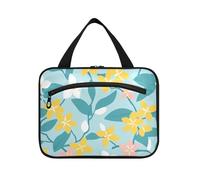 Semplice Linea Fiore Giallo Blu appeso mens borsa da toilette da viaggio con gancio, designer carino appeso borse da toilette per i viaggiatori lavoro bolsas para maquillaje M, semplice Linea fiore