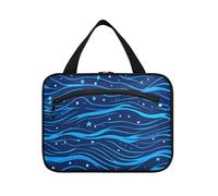Semplice Linea Stelle Blu Elettrico Onda Modello Hanging Borse per Viaggiare con Gancio, Progettista Impermeabile Kit Bag per Gli Uomini Campeggio Bolsa de maquillaje para Mujer L