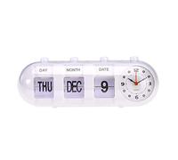 Semplice Manuale Flip Orologio con Sveglia, Giorno Quarzo Digitale Data Calendario Tempo di Visualizzazione Home Office Desk & Shelf Clock, Bianco