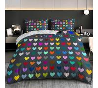 Semplice Motivo A Cuore Set Di Biancheria Da Letto 3 Pezzi, 135x200 cm Copripiumino con Cerniera Colorato Parure Copripiumino Morbido e Traspirante Microfibra con Federe 50x80 cm