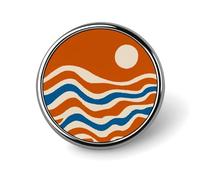 Semplice paesaggio marino tramonto spilla rotonda per uomo donna moda distintivo collare pin abito giacca zaino accessori