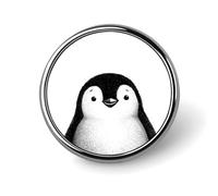 Semplice Pinguin Bianco e Nero Spilla Rotonda per Uomo Donna Moda Distintivo Collare Pin Dress Giacca Zaino Accessori