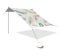 Semplice Piume Colorate Progettato UPF50 Tenda da Spiaggia Leggero Grande Parasole con Pali Robusti, Sacchi di Sabbia e Pala per Famiglia Viaggi Carpa para Playa