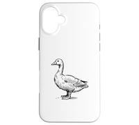 Semplice Pocket Goose Design Farm Life Summer Sketch Art Custodia per iPhone 16 Plus