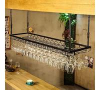 Semplice portabottiglie nero da appendere in ferro per casa cucina ristorante elegante mensola portaoggetti da soffitto 90 x 35 cm vino e bicchiere