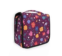 Semplice Primavera Fresco Floreale Borgogna Trucco Borse con Gancio Appeso Capacità Essenziale Viaggio Cosmetici Borsa