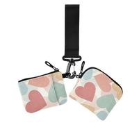 Semplice Retro Color Love Doppio Portamonete Porta Carte di Credito Portafoglio Sottile Piatto da Donna Organizzatore di Soldi con Tasca con Cerniera per Donna Confezione da 2, Semplice amore di