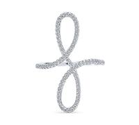 Semplice Romantico Grande Pavé Zirconia Cubica Elegante Anello Armatura Completo Dito CZ Dichiarazione Vortice Infinito Per Donne Adolescenti. Argento Sterling 925