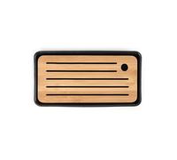 Semplice scolapiatti in ceramica con pannello in bambù, design anti-trabocco e antiscivolo, vassoio versatile per piante, ideale per salotti, sale da tè e uffici domestici