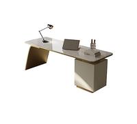 Semplice Scrivania in lastra di roccia lucida di stile di lusso Scrivania for studio domestico Tavolo for PC dal design minimalista Una scrivania da ufficio Banco da lavoro for PC in oro Scrivere