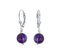 Semplice Semplice Perlina Rotonda Viola Ametista Leva Indietro Orecchini A Sfera Per Le Donne .925 Sterling Silver Febbraio Birthstone