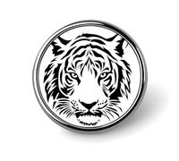 Semplice spilla rotonda con volto di tigre per uomo donna moda distintivo collare pin vestito giacca zaino accessori