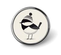 Semplice uccello nero e bianco spilla rotonda per uomo donna moda distintivo collare pin vestito giacca zaino accessori