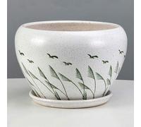 Semplice Vaso di Fiori in Ceramica con Vassoio Vaso Grande Giardinaggio Mensola Verde Forniture per La Decorazione Soggiorno Desktop, 18cm